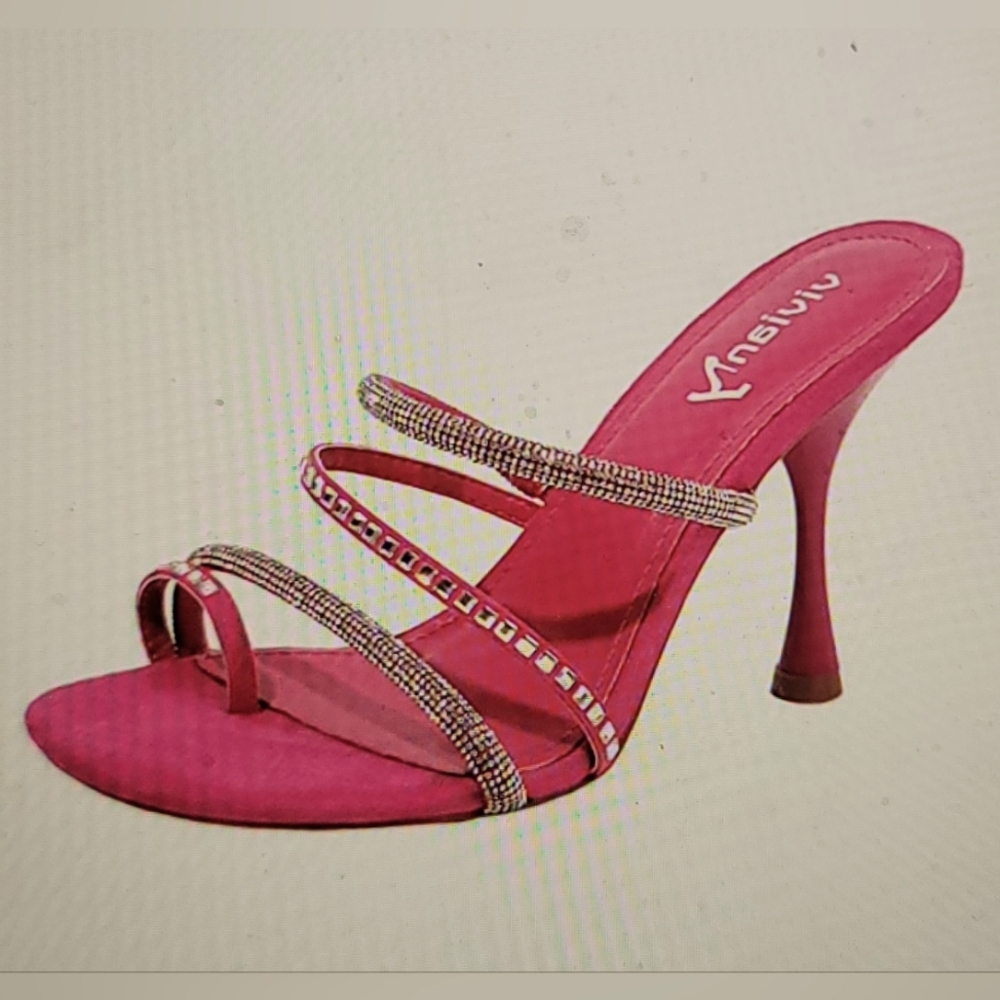 NIB 3.74 INCH  SEXY HEEL RHINESTONE LEGS A MILE LONG STILETTO SLIDES
